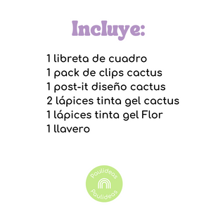 Box Papelería De Cactu Set De Papelería Y Accesorios Kawaii
