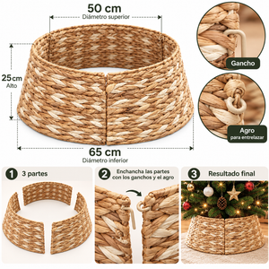 Faldón Cubrebase Árbol Navidad Tejido Canasto 65cm 3 Piezas