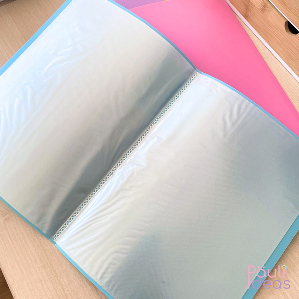 Carpeta Archivadora Color Pastel 10 Fundas Transparentes A4