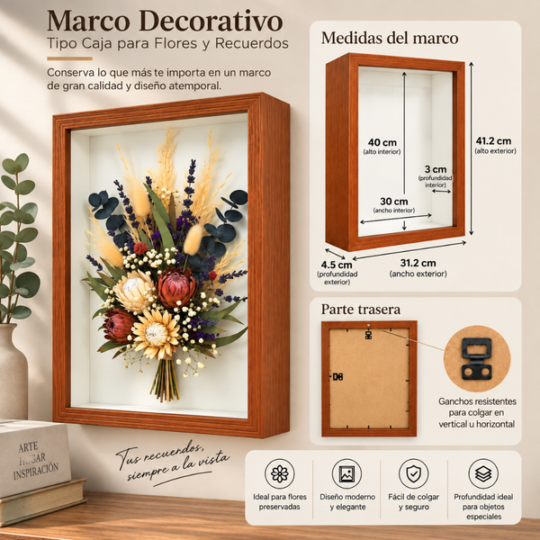 Marco Shadow Box Para Foto 30x40 Cm Profundidad 3 Cm Madera