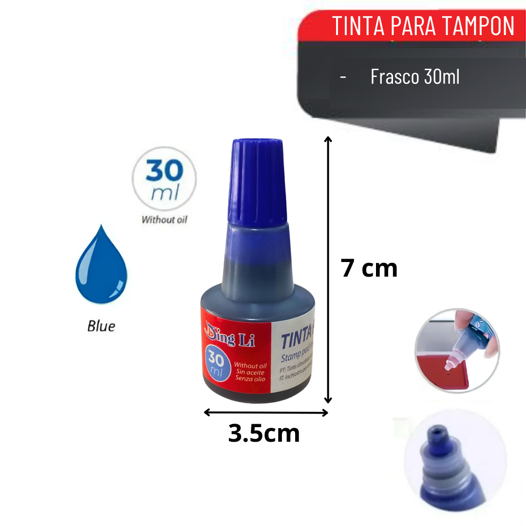 Tinta Azul 30ml Para Tampón Huellero Y Timbres