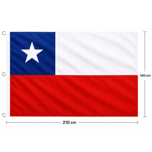 Bandera Chile 210x140 Cm Estrella Bordada Fiestas Patrias