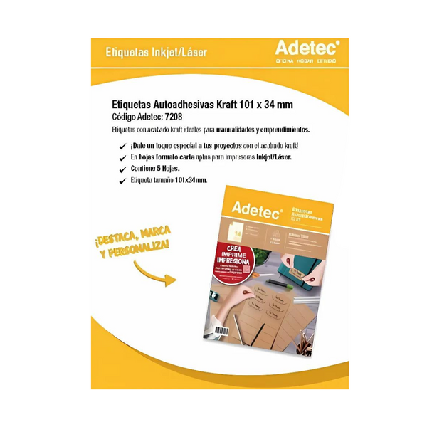 Pack De Etiquetas Autoadhesivas Kraft Adetec - 70 Etiquetas