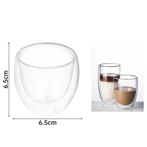 Set De 2 Tazas De Vidrio Doble Cubierta 80 Ml Mug