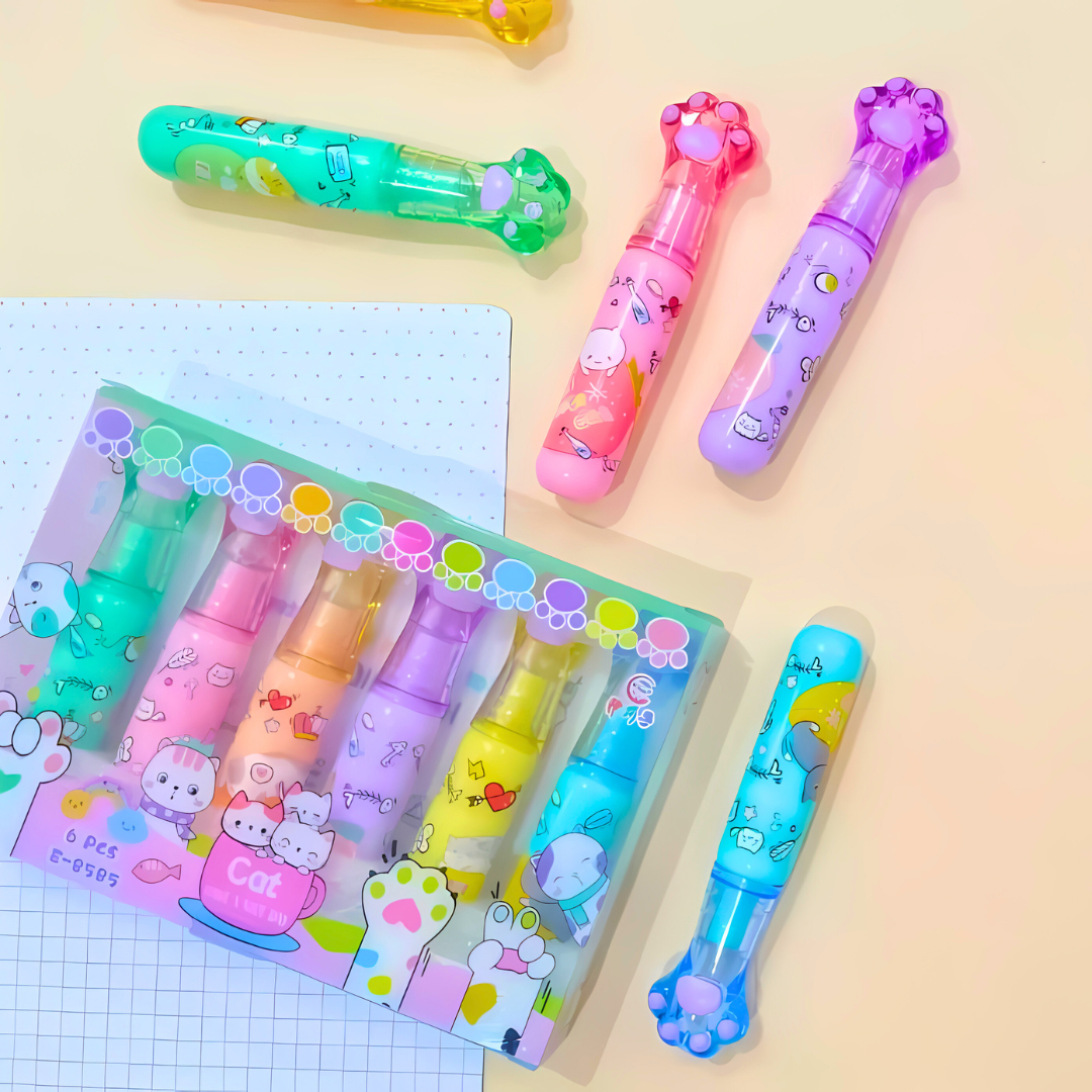 Set De Mini Destacadores Pasteles Diseños Kawaii