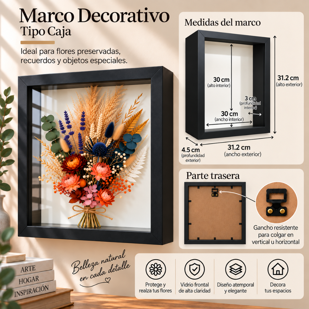 Marco Caja 30x30cm Para Fotos Decoración Con Profundidad