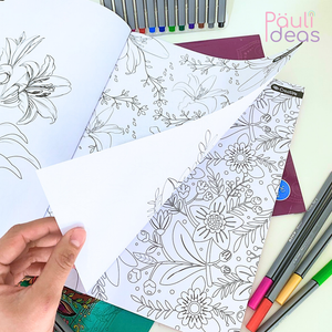 Libro Mándala Flores + 12 Lápices Fineliner Adix 0.4 Mm