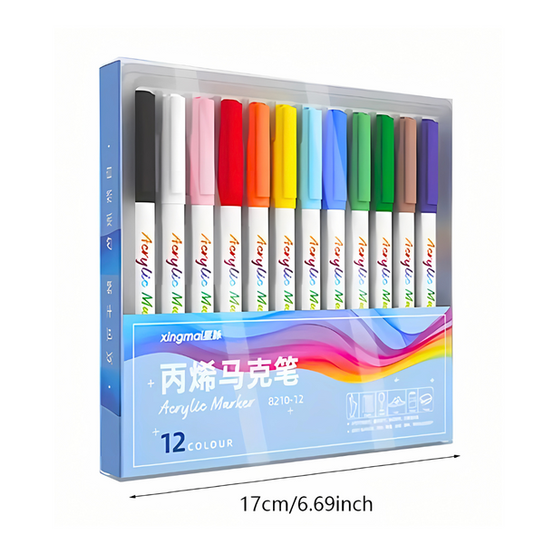 Plumones Acrílicos 12 Colores Para Toda Superficie
