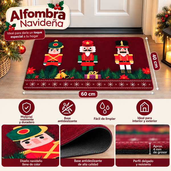 Alfombra Navideña Antideslizante 60x40cm Para Entrada