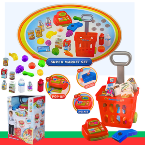 Set Juguete Caja Registradora Y Carro De Supermercado