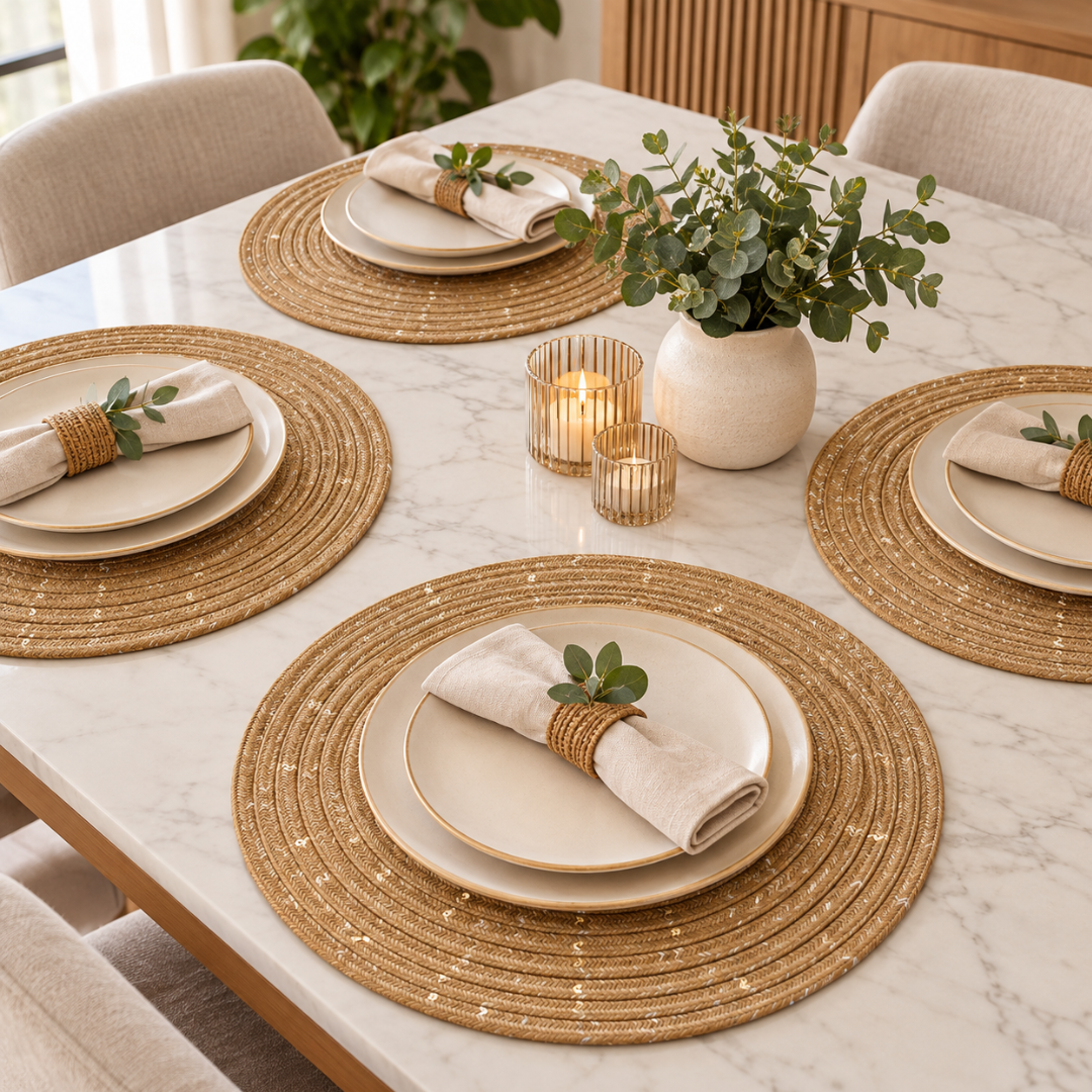 Individuales De Mesa Redondos Trenzados 38 Cm Set 4