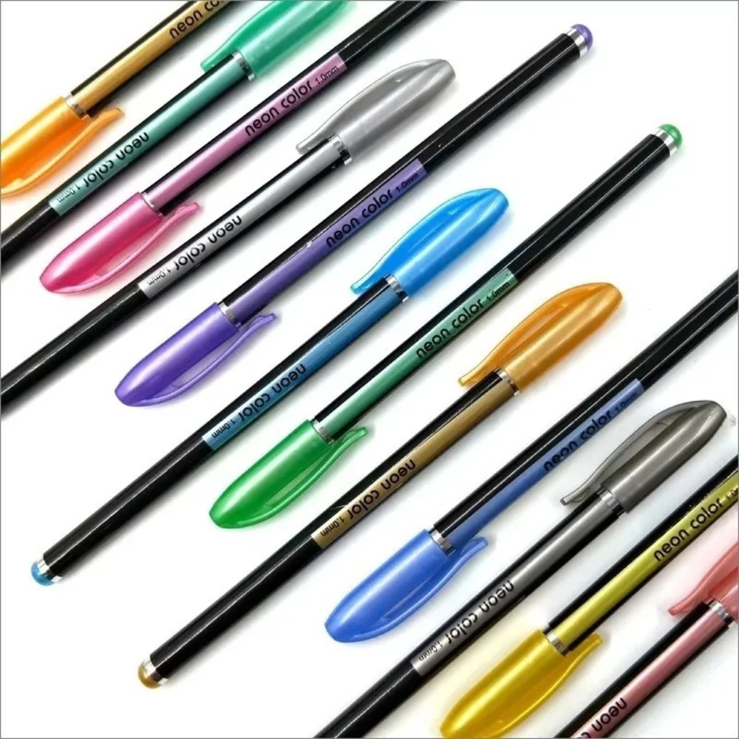 Pack 48 Lápices Tinta Gel Colores Neón 1.0mm