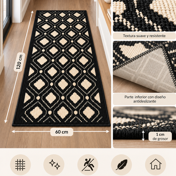 Alfombra Decorativa Antideslizante 120x60cm Para Pasillo