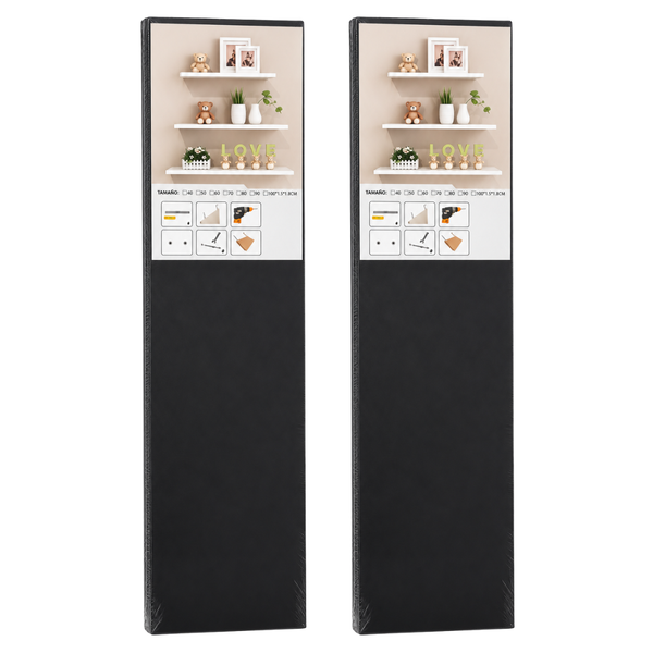 Repisas Flotantes De Pared MDF 60 Cm Negro Set 2 Unidades
