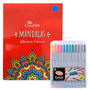 Libro De Mandalas + 12 Lápices Fineliner Adix 0.4 Mm Colores