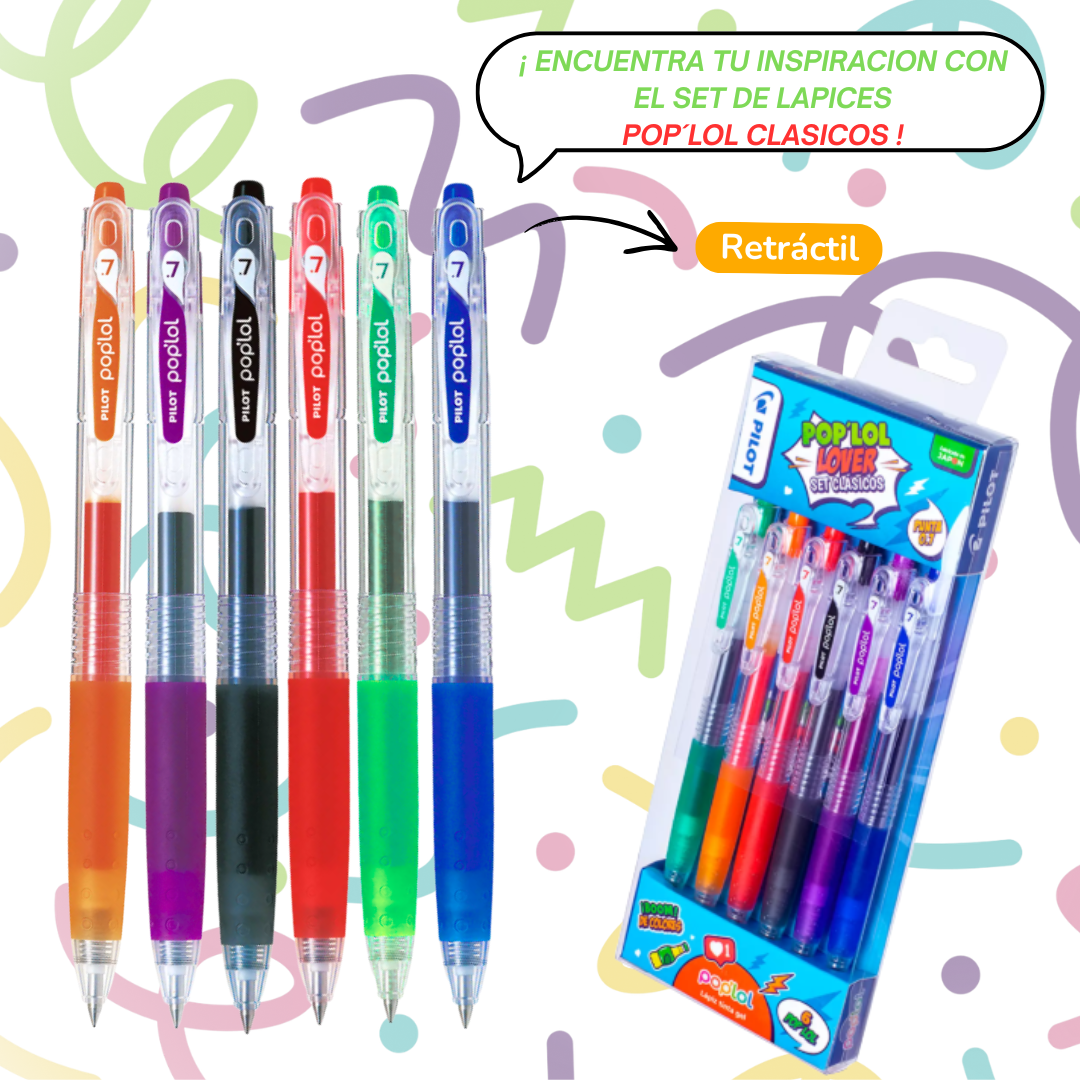 Lápices Tinta Gel 0.7mm Pilot Pop'lol Lover Set De 6