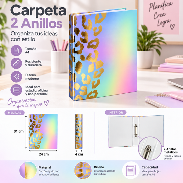Archivador A4 Binder Carpeta Organizadora De 2 Anillos