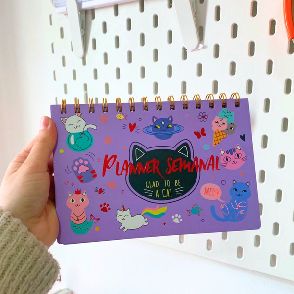 Planner Semanal Planificador Diario Diseño Gatitos Kawaii