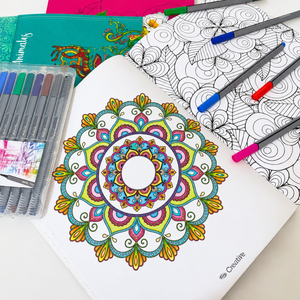 Libro De Mandalas + 12 Lápices Fineliner Adix 0.4 Mm Colores