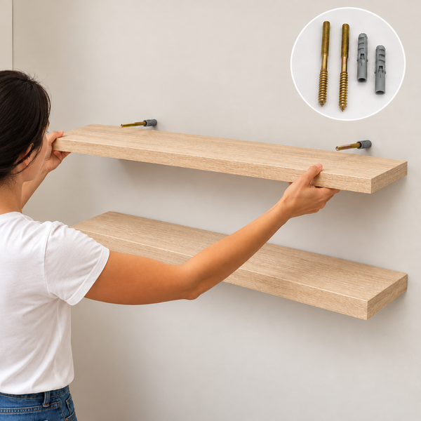 Repisas Flotantes De Pared MDF 60 Cm Abeto Set 2 Unidades