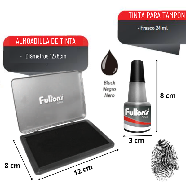 Set Almohadilla Huellero + Tinta Negra 24ml