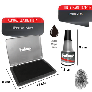 Set Almohadilla Huellero + Tinta Negra 24ml