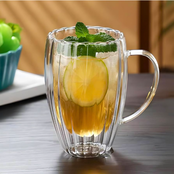 Set 2 Taza De Doble Cubierta De Vidrio Grandes 450ml Mug