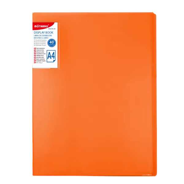 Carpeta Archivadora Color Neón 40 Fundas Transparentes A4