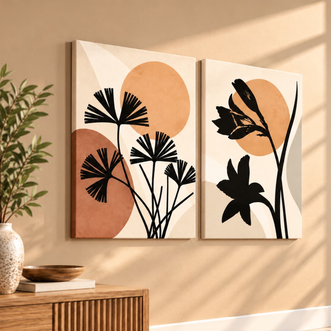 Cuadros Pinturas Decorativas Boho Abstractas 30x40 Cm Set 2