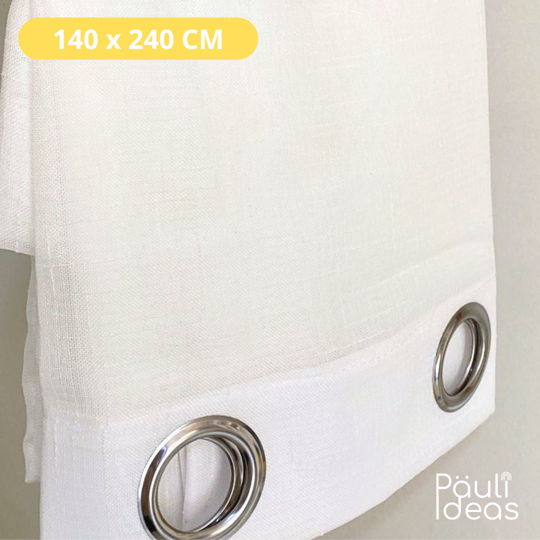 Cortina Visillo Velo Lino 140x240 Cm Set De 2 Paños