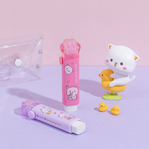 Pack Gomas De Borrador Patita Gato Retractil Kawaii