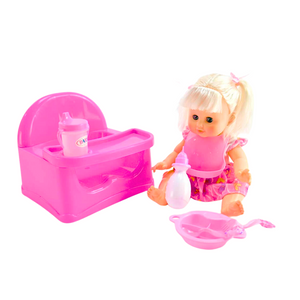 Muñeca Bebé Interactiva Con Silla De Comer Y Accesorios