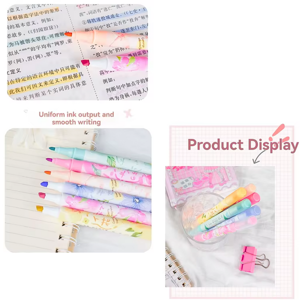 Destacadores Flúor Con Aroma Pack 6 Resaltadores Doble Punta