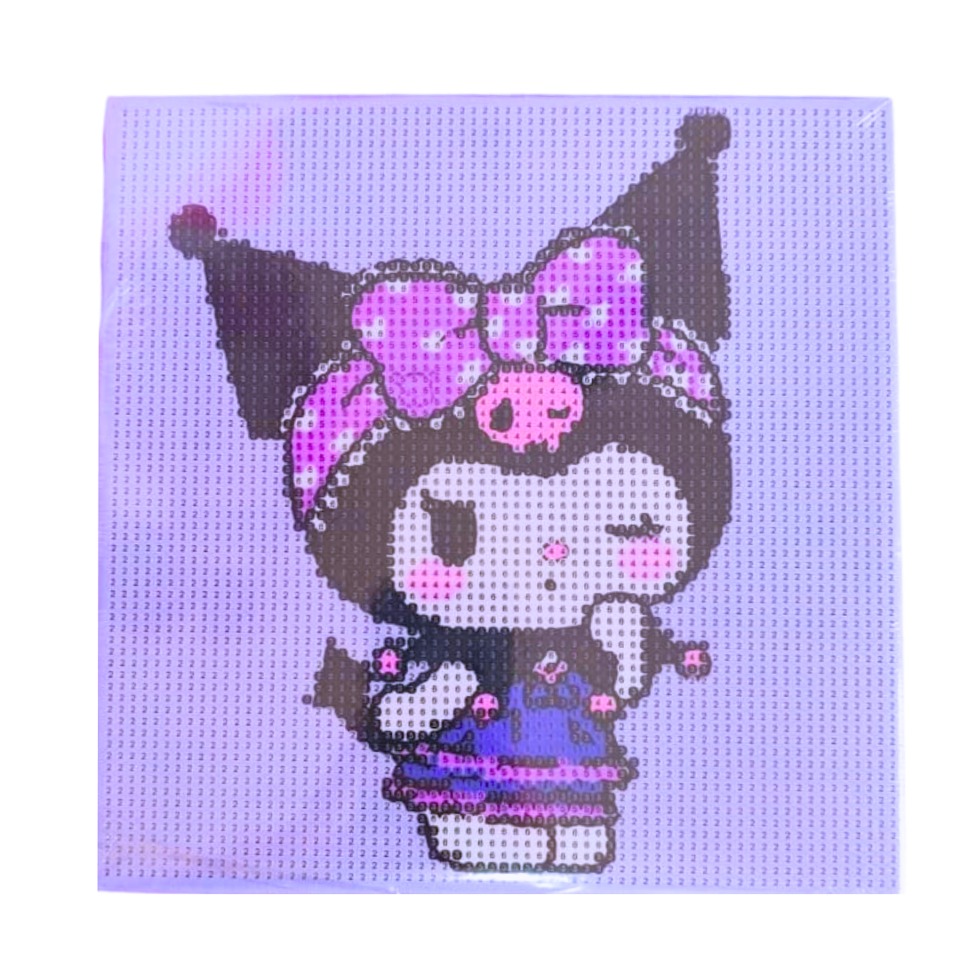 Cuadro De Arte Diamante Kuromi Diseño Kawaii De 20 X 20 Cm