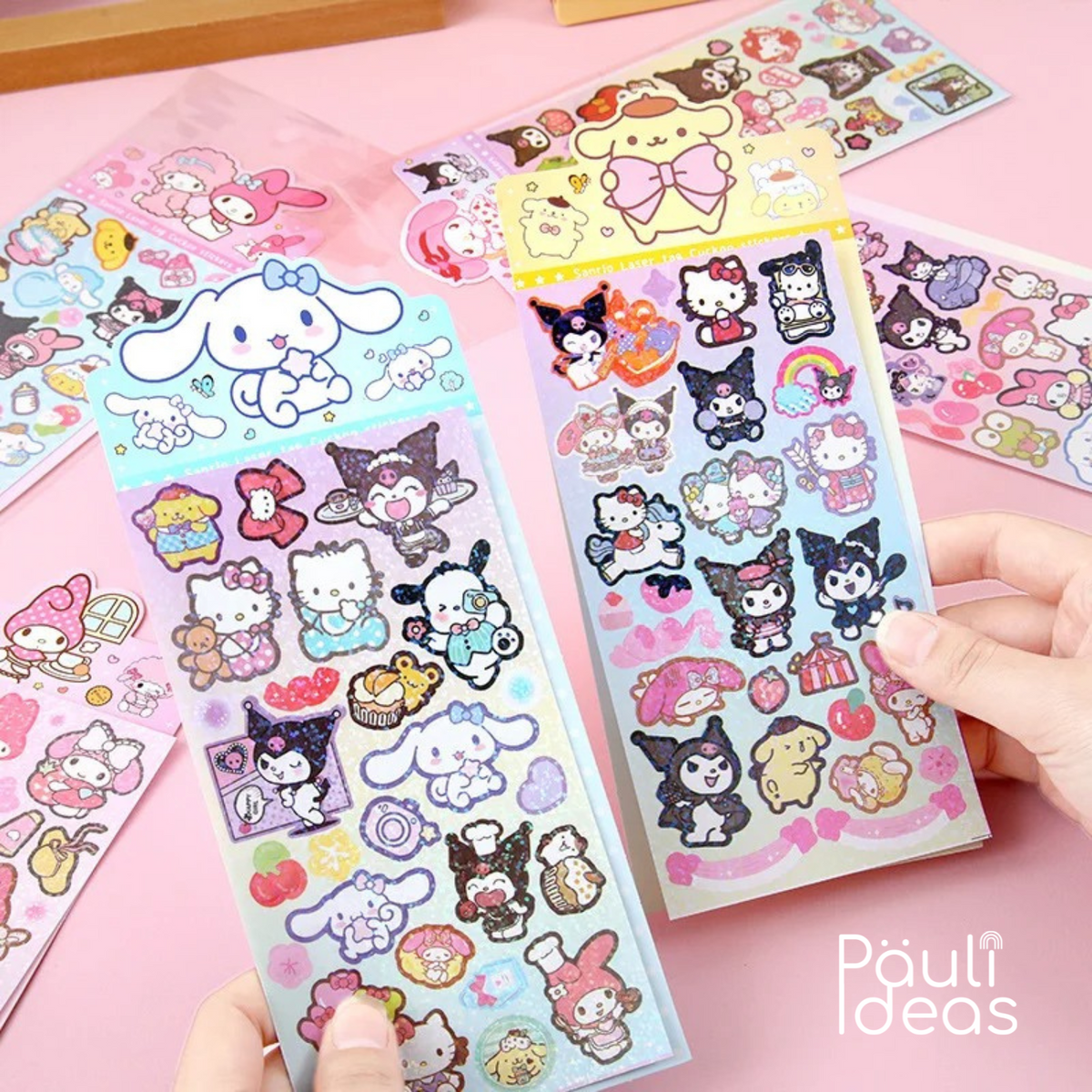 Set de Stickers Kawaii de Kuromi Holográfico Con Brillos