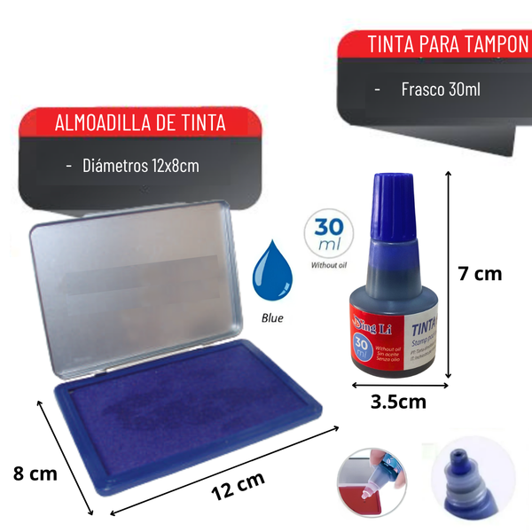 Set Almohadilla Huellero + Tinta Azul 30ml