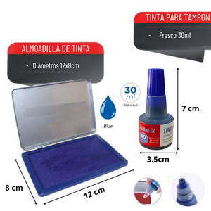Set Almohadilla Huellero + Tinta Azul 30ml