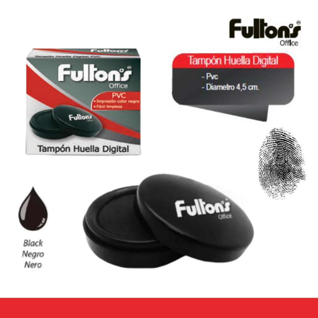 Huellero Dactilar Tinta Negra Tampón Huella Digital