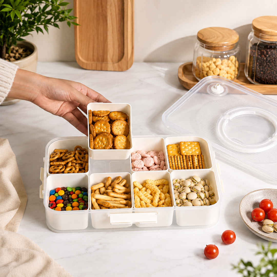 Contenedor Bandeja Divisora De Aperitivos Para Viajes