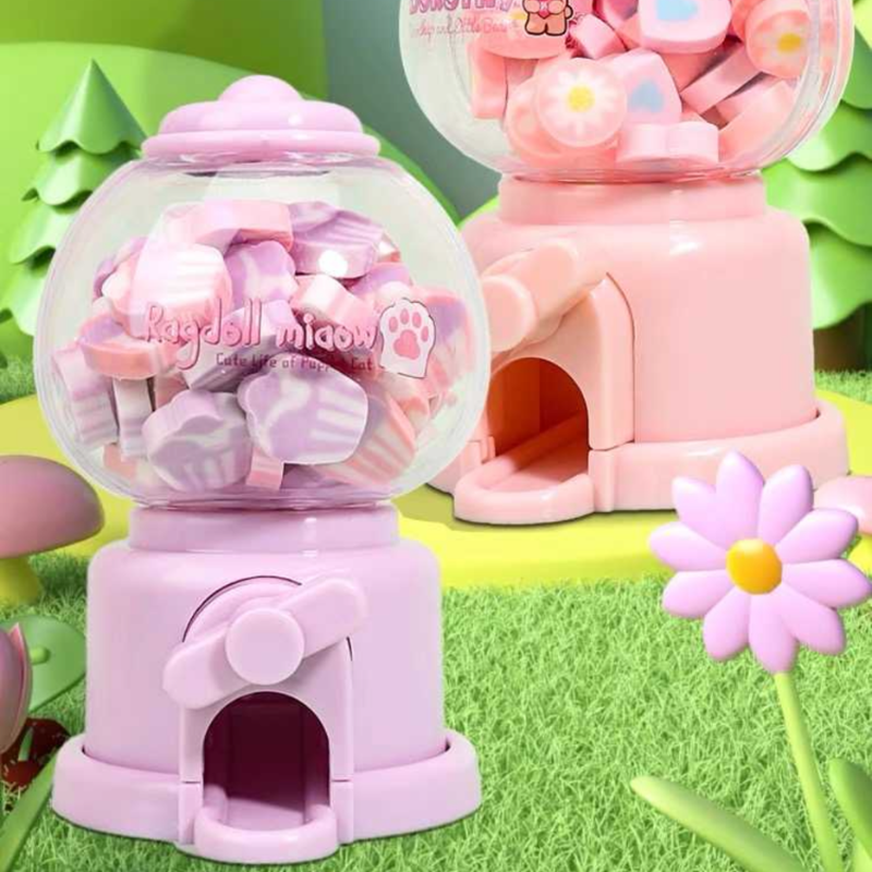 Mini Dispensador Gomas De Borrar Escolar Kawaii