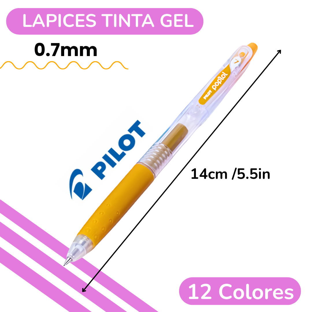 Lápices Tinta Gel 0.7mm Pilot Pop'lol Set De 12