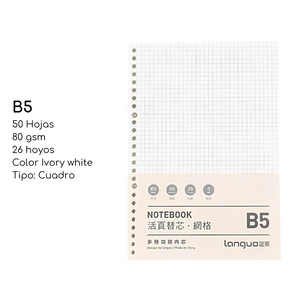 Pack De 2 Repuesto De Hojas Para Libreta Anillada B5 Languo