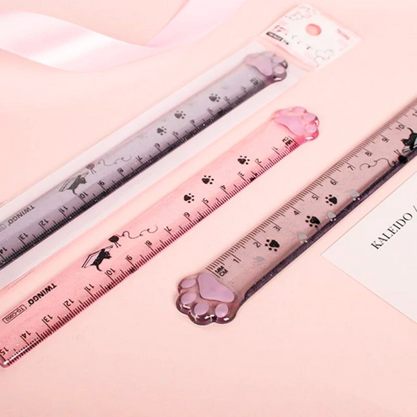 Regla 15 Cm Diseño Patita De Gato Kawaii Garrita
