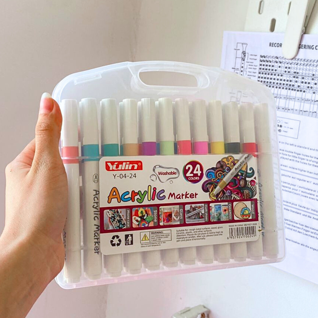 Set De 24 Plumones Acrílicos Para Toda Superficie