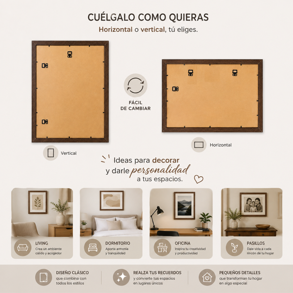 Marco Decorativo 40x50cm Cuadro Portarretrato Con Vidrio