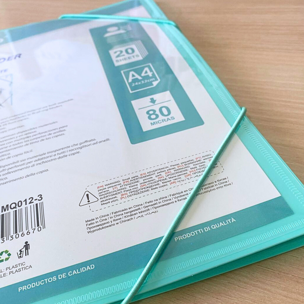 Carpeta Archivadora Anillada A4 Con 20 Fundas Transparentes