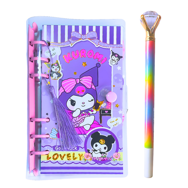 Libreta Agenda Kawaii Kuromi De 74 Hojas Con Lápiz De Gel