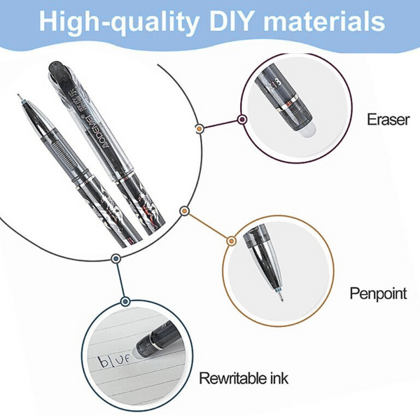 Set De 2 Lapices Borrables Mágicos Tinta Gel Azul Y Negro