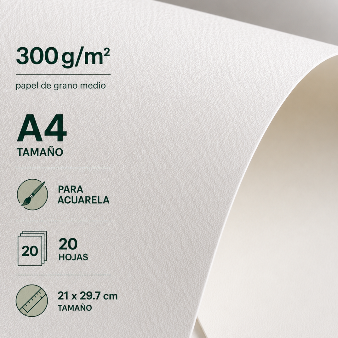 Croquera Block para Acuarela A4 300gsm con Algodón