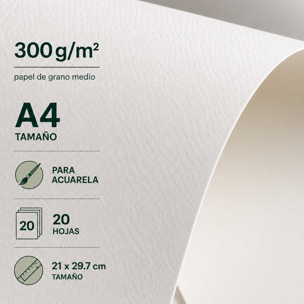 Croquera Block para Acuarela A4 300gsm con Algodón